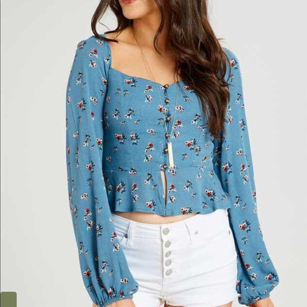 COPY - NWT Altar’d State Dusty blue square neck top size